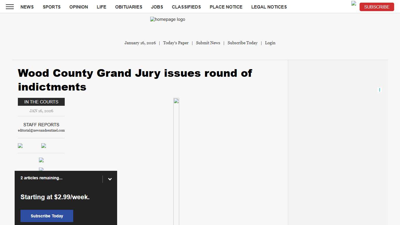 Wood County Grand Jury issues round of indictments | News, Sports, Jobs - News and Sentinel