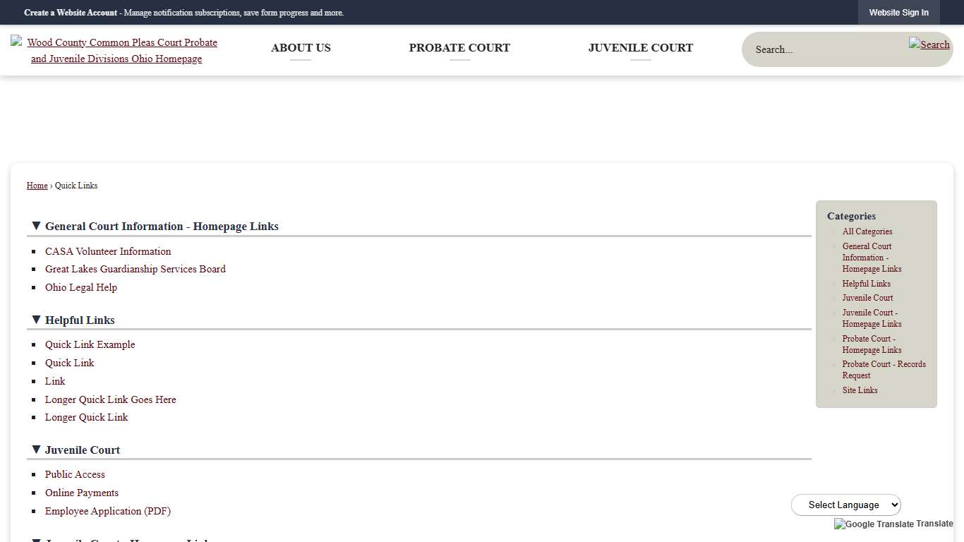 Quick Links • Wood County Probate Court, OH • CivicEngage